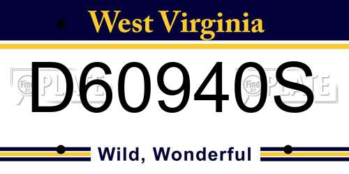 D60940S West Virginia License Plate