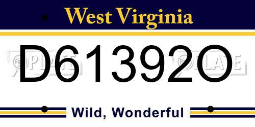 D61392O West Virginia License Plate
