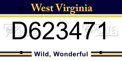 D623471 West Virginia License Plate