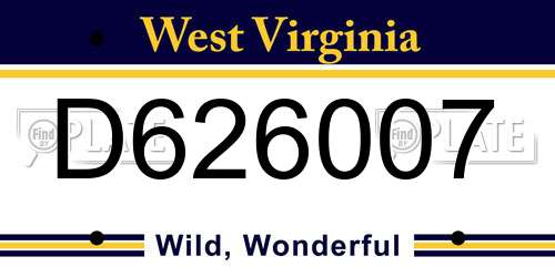 D626007 West Virginia License Plate