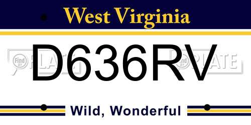 D636RV West Virginia License Plate