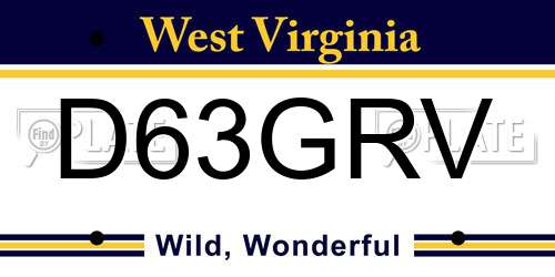 D63GRV West Virginia License Plate