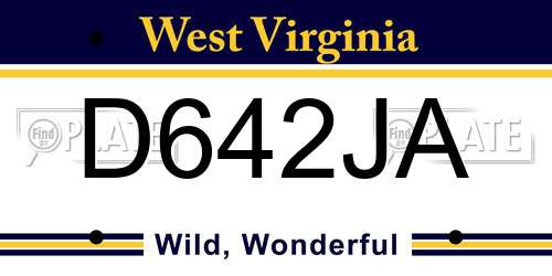 D642JA West Virginia License Plate