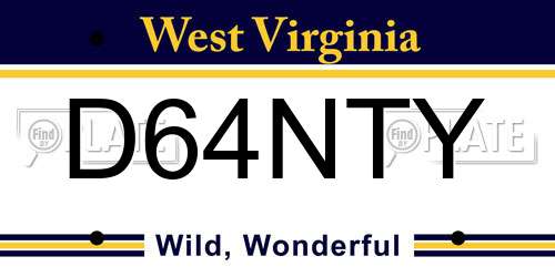 D64NTY West Virginia License Plate