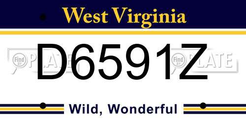 D6591Z West Virginia License Plate