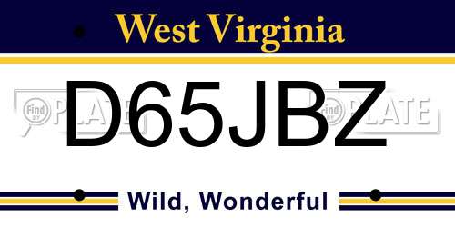 D65JBZ West Virginia License Plate