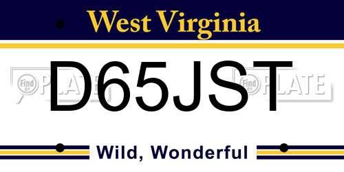 D65JST West Virginia License Plate
