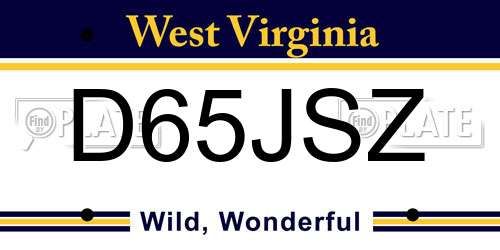 D65JSZ West Virginia License Plate