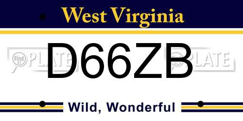 D66ZB West Virginia License Plate