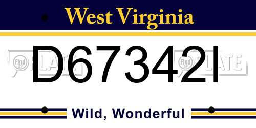 D67342I West Virginia License Plate