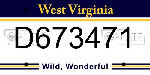 D673471 West Virginia License Plate