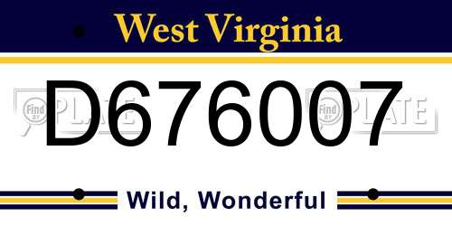 D676007 West Virginia License Plate