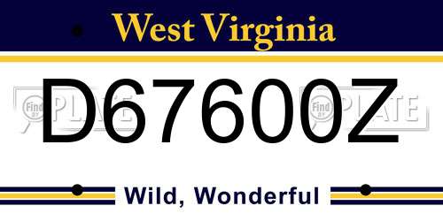 D67600Z West Virginia License Plate