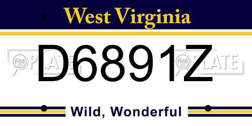 D6891Z West Virginia License Plate