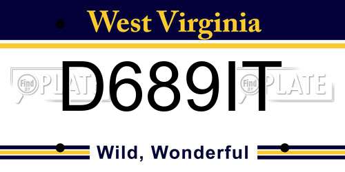 D689IT West Virginia License Plate