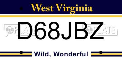 D68JBZ West Virginia License Plate