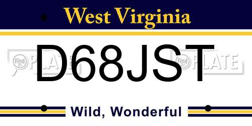 D68JST West Virginia License Plate