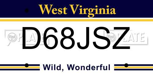 D68JSZ West Virginia License Plate