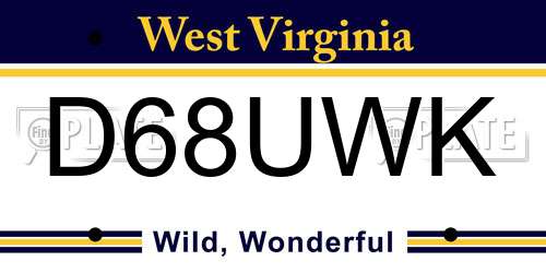 D68UWK West Virginia License Plate