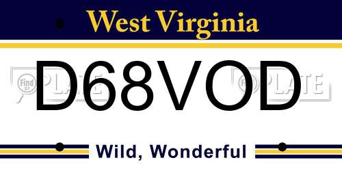 D68VOD West Virginia License Plate