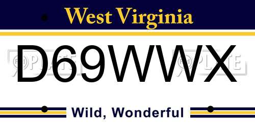 D69WWX West Virginia License Plate