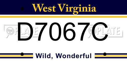 D7067C West Virginia License Plate