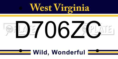 D706ZC West Virginia License Plate