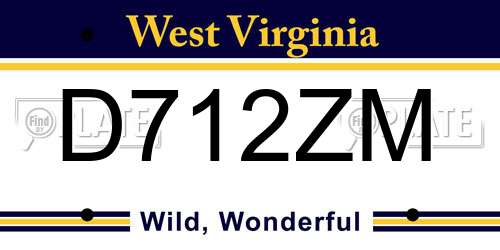 D712ZM West Virginia License Plate