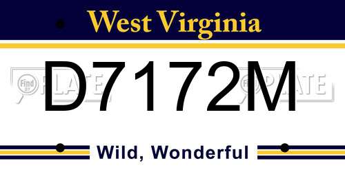 D7172M West Virginia License Plate