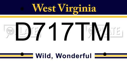 D717TM West Virginia License Plate