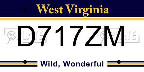 D717ZM West Virginia License Plate