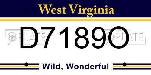 D7189O West Virginia License Plate