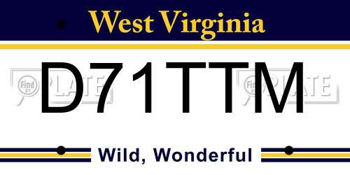 D71TTM West Virginia License Plate
