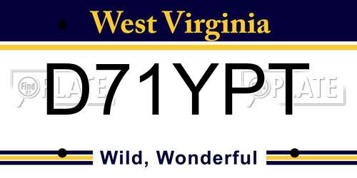 D71YPT West Virginia License Plate