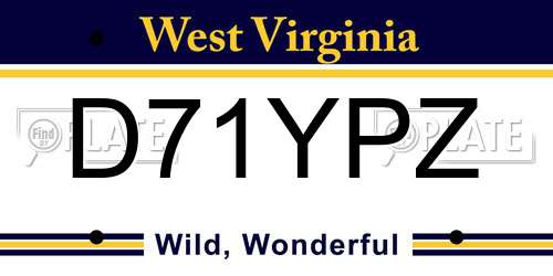 D71YPZ West Virginia License Plate