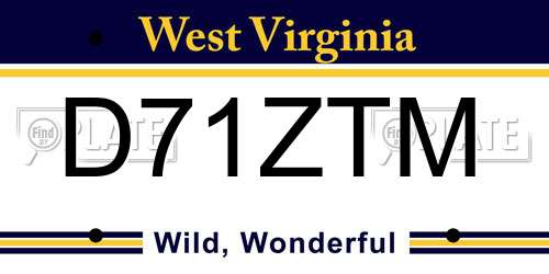 D71ZTM West Virginia License Plate