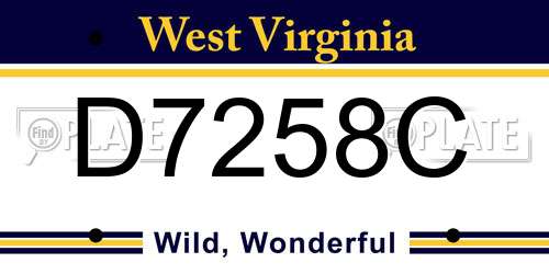 D7258C West Virginia License Plate