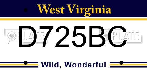 D725BC West Virginia License Plate