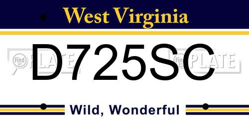 D725SC West Virginia License Plate