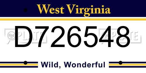 D726548 West Virginia License Plate