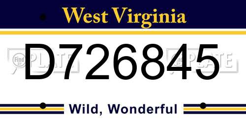 D726845 West Virginia License Plate