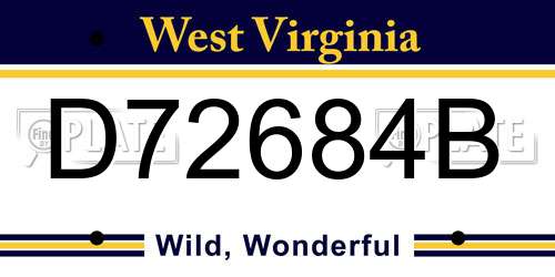 D72684B West Virginia License Plate