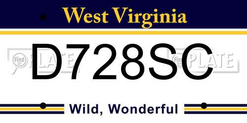D728SC West Virginia License Plate