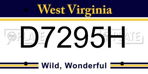 D7295H West Virginia License Plate