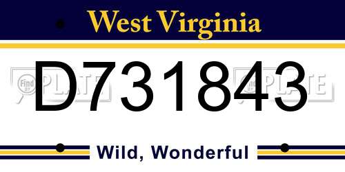 D731843 West Virginia License Plate