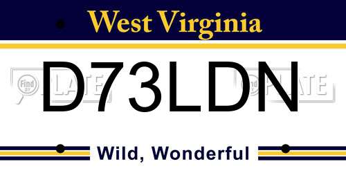 D73LDN West Virginia License Plate