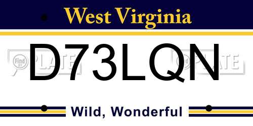 D73LQN West Virginia License Plate