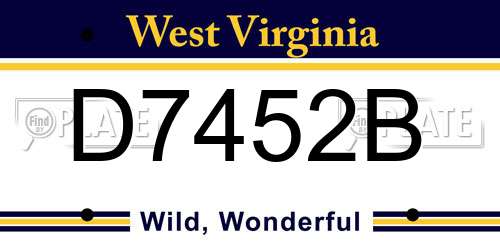 D7452B West Virginia License Plate