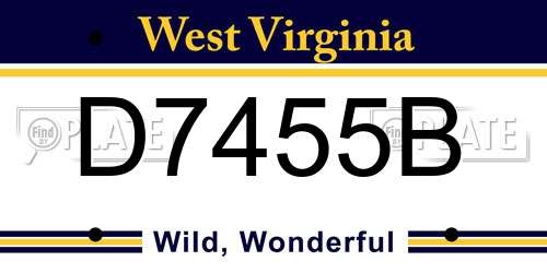 D7455B West Virginia License Plate