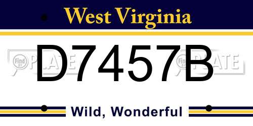 D7457B West Virginia License Plate